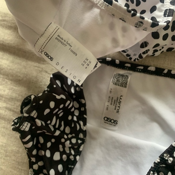 ASOS black and white dot ruffle high rise bikini - Picture 2 of 7